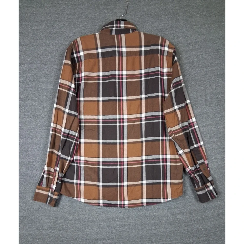 Banana Republic Mens Shirt M Brown Plaid Flannel Ultra Soft Untucked Slim Gorp